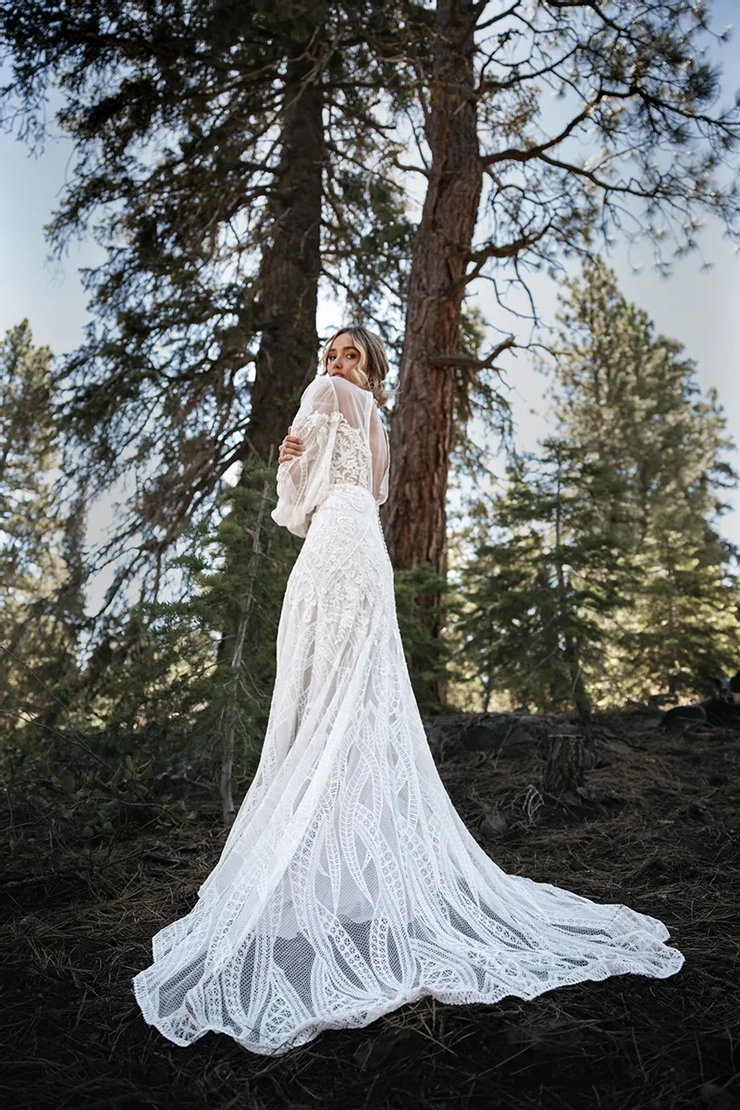 casual long sleeve wedding dresses Boho Long Sleeve A-line Wedding Dress