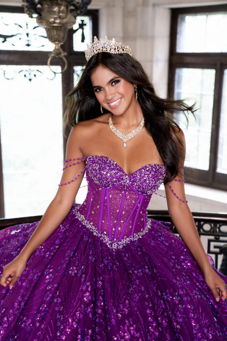 AmaBella Quinceanera Style #Q1021 #7 Dark Purple frontface vertical cropped picture