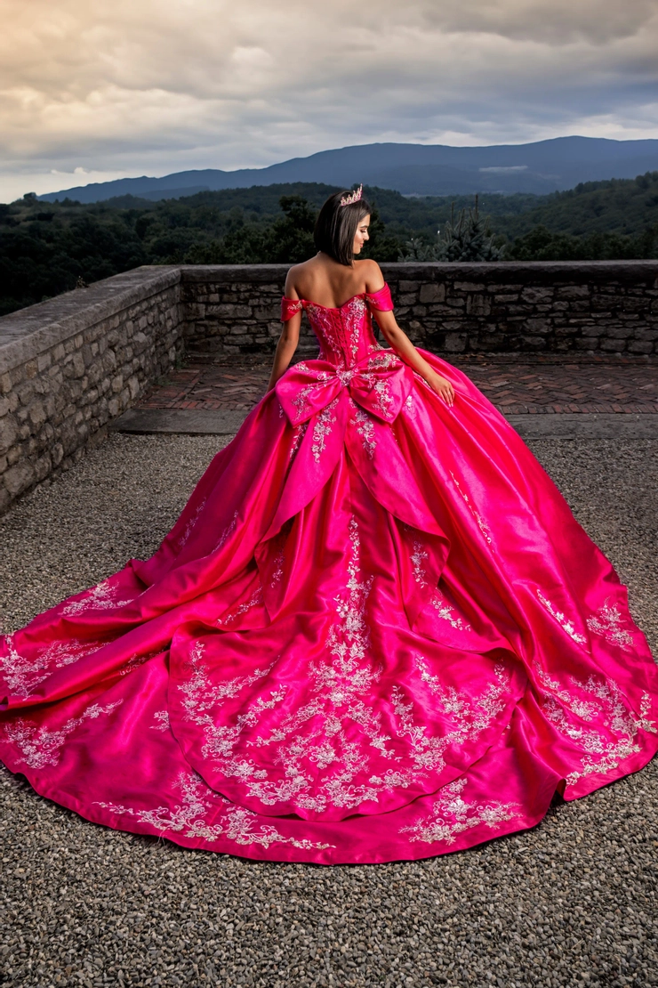 AmaBella Quinceanera Style #Q1025 #1 default Fuchsia backface vertical picture