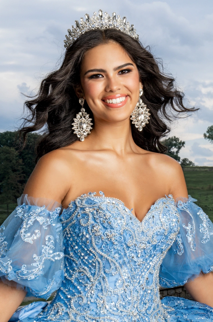 AmaBella Quinceanera Style #Q1031 #6 Slate Blue frontface vertical cropped picture