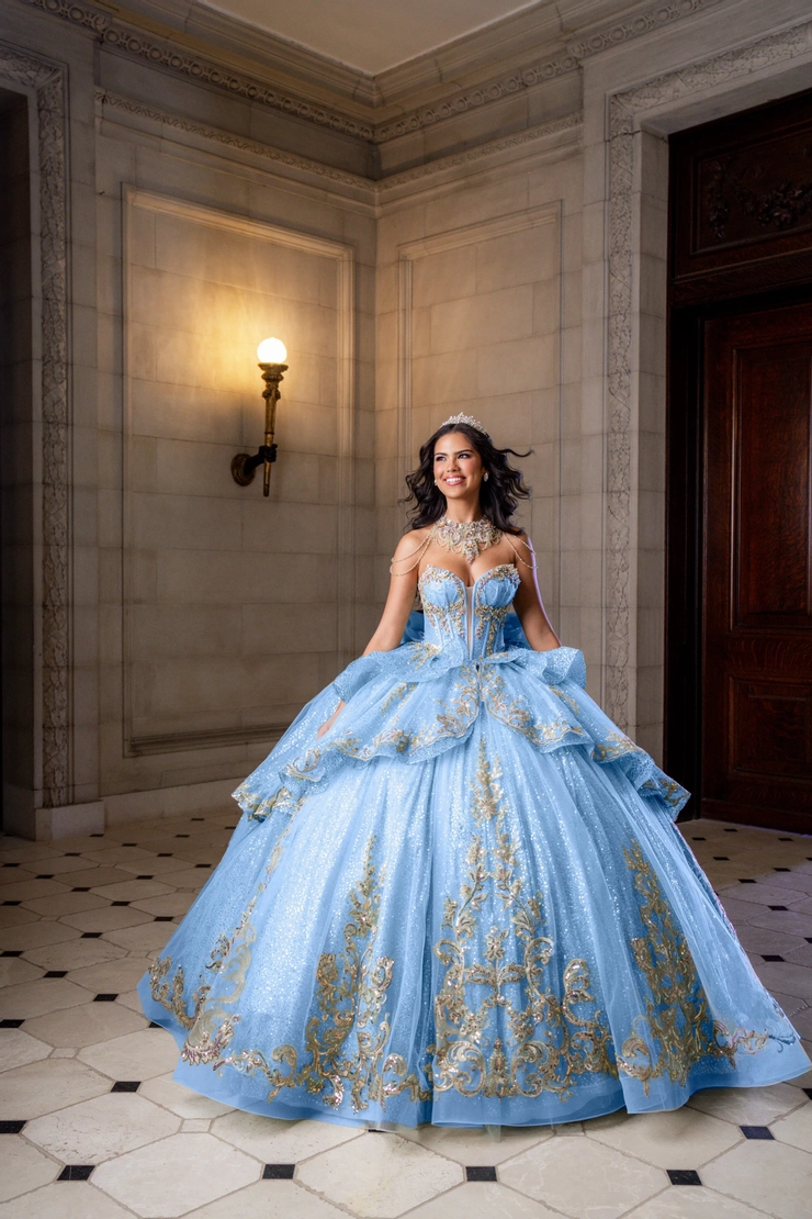 AmaBella Quinceanera Style #Q1035 #4 Baby Blue frontface vertical picture