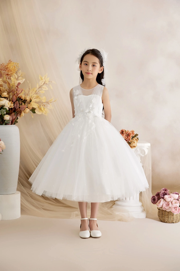 open lace back dress SATIN FLORAL FLOWER GIRL DRESS D24472 – Princess Daliana