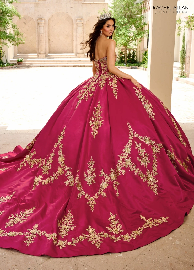 La Reina by Rachel Allan Style #RQ2217 #1 default Burgundy/Gold backface vertical picture