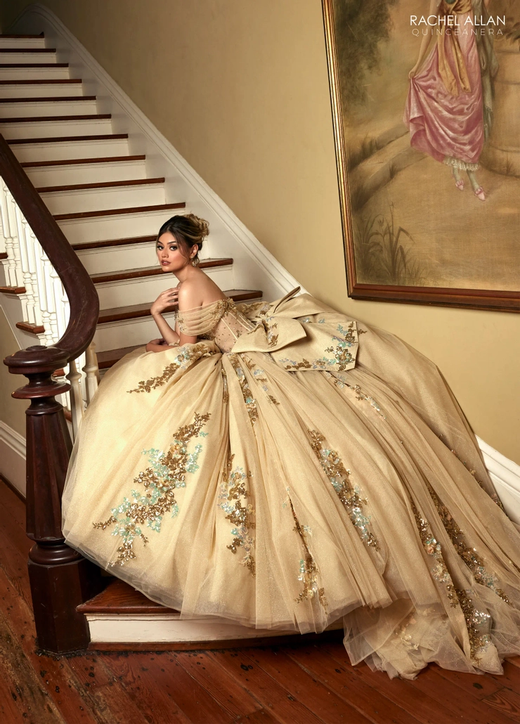 La Reina by Rachel Allan Style #RQ2224 #9 Gold backface vertical picture