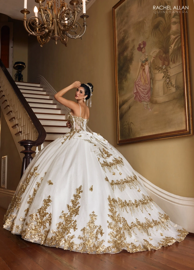 Carmina by Rachel Allan Style #RQ1158 #9 Ivory/Gold backface vertical picture