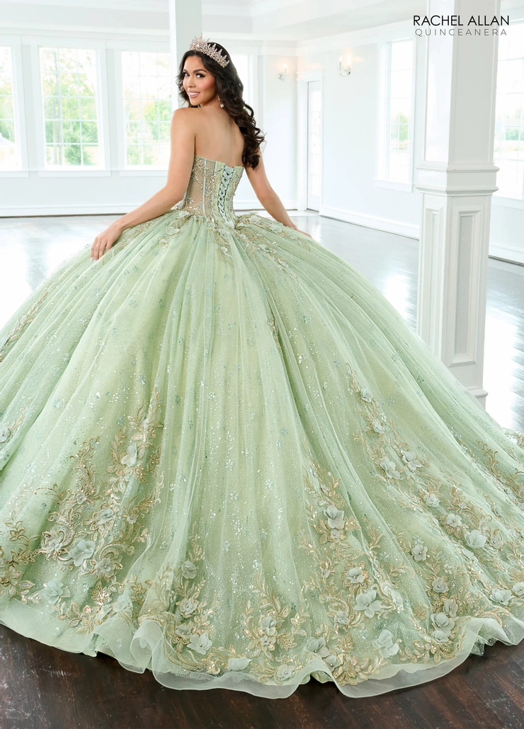 Alta Couture by Rachel Allan Style #RQ3146 #1 Sage/Gold backface vertical picture