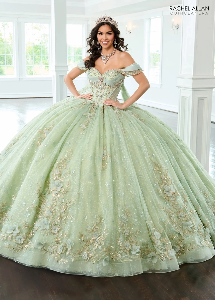 Alta Couture by Rachel Allan Style #RQ3146 #0 default Sage/Gold frontface vertical picture