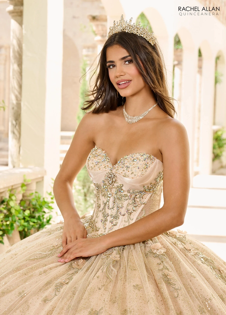 Alta Couture by Rachel Allan Style #RQ3146 #14 Champagne/Gold frontface vertical cropped picture