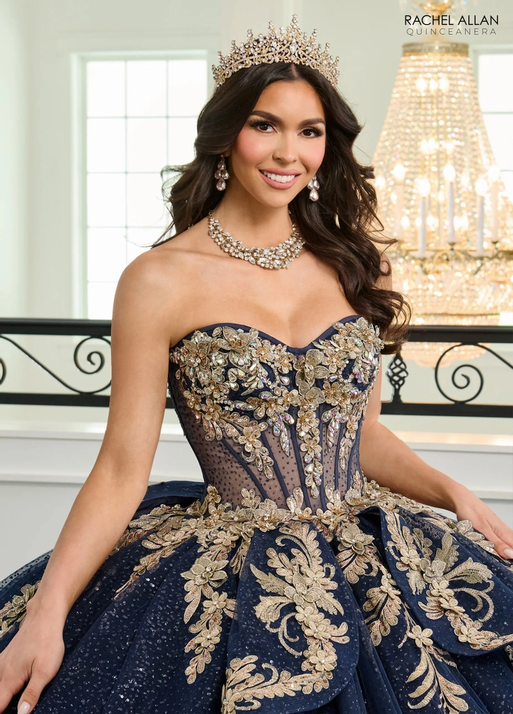 Alta Couture by Rachel Allan Style #RQ3153 #8 Navy/Gold frontface vertical cropped picture
