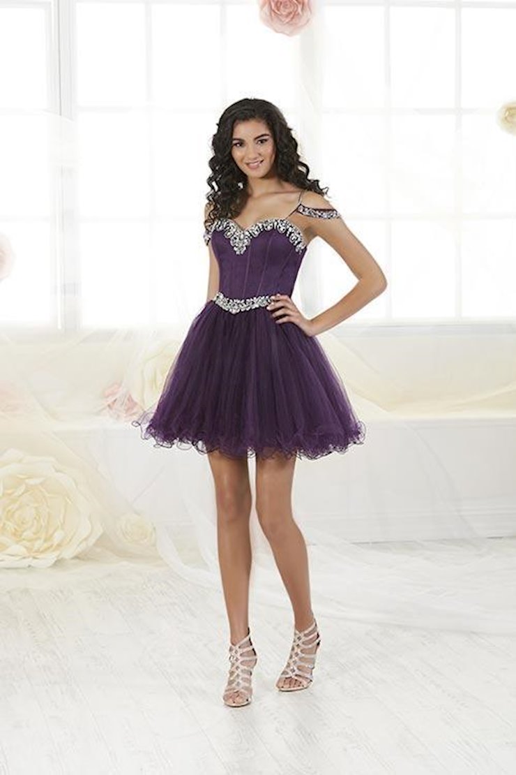 open lace back dress Fiesta 53151 Lace & Crystal Embroidered Lilac Damas Dress