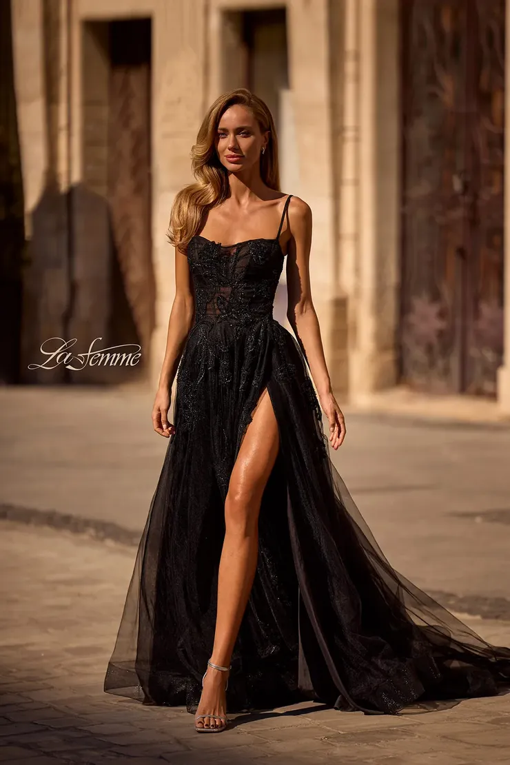 a line sweetheart neckline prom dress 32781 - La Femme pattern_Printed Backless Deep V Neck Dress's Color:18#-Pink this is your perfect