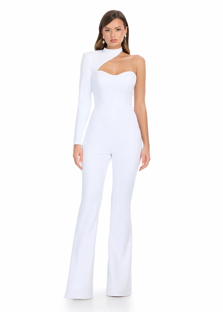 Ashley Lauren Style #11839 Scuba Jumpusit with One Sleeve & High Neckline #1 frontface vertical picture