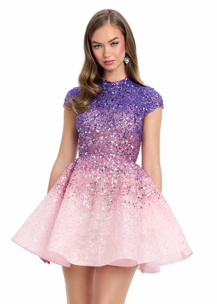 Ashley Lauren Style #4804 A-Line Cocktail Dress with Ombre Beading #1 frontface vertical picture