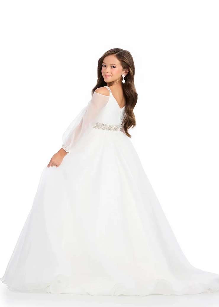 Ashley Lauren Style #8273 Kids Organza Ball Gown with Puff Sleeves #5 backface vertical picture