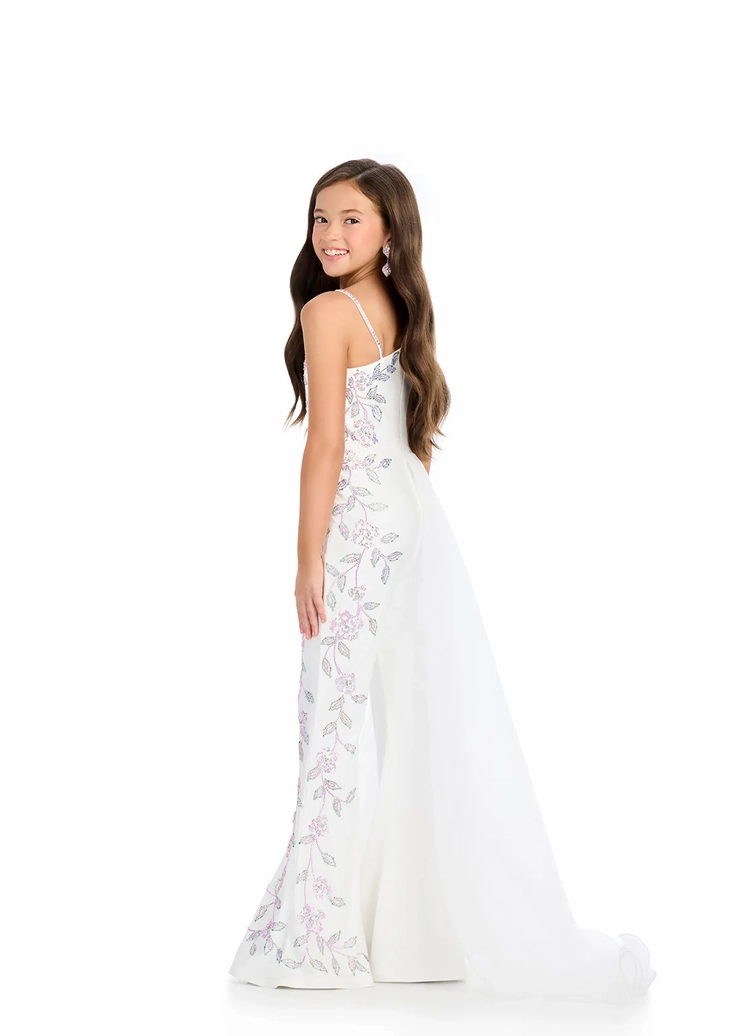 Ashley Lauren Style #8274 Kids Jumpsuit with Press On Stones and Organza Side Skirt #3 backface vertical picture