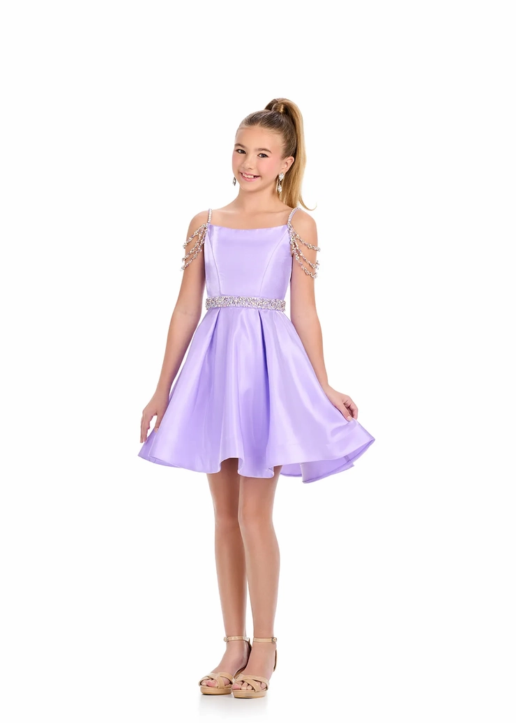 Ashley Lauren Style #8277 Kids Satin Cocktail Dress with Beaded Accents #1 frontface vertical picture
