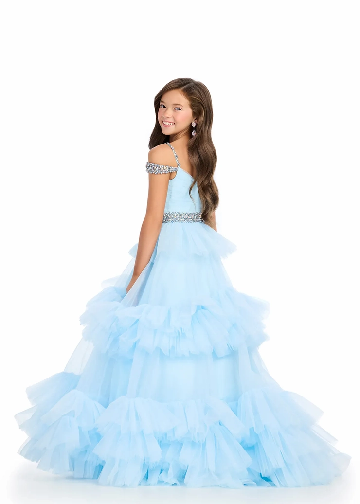 Ashley Lauren Style #8281 Kids Tiered Tulle Ball Gown #3 backface vertical picture