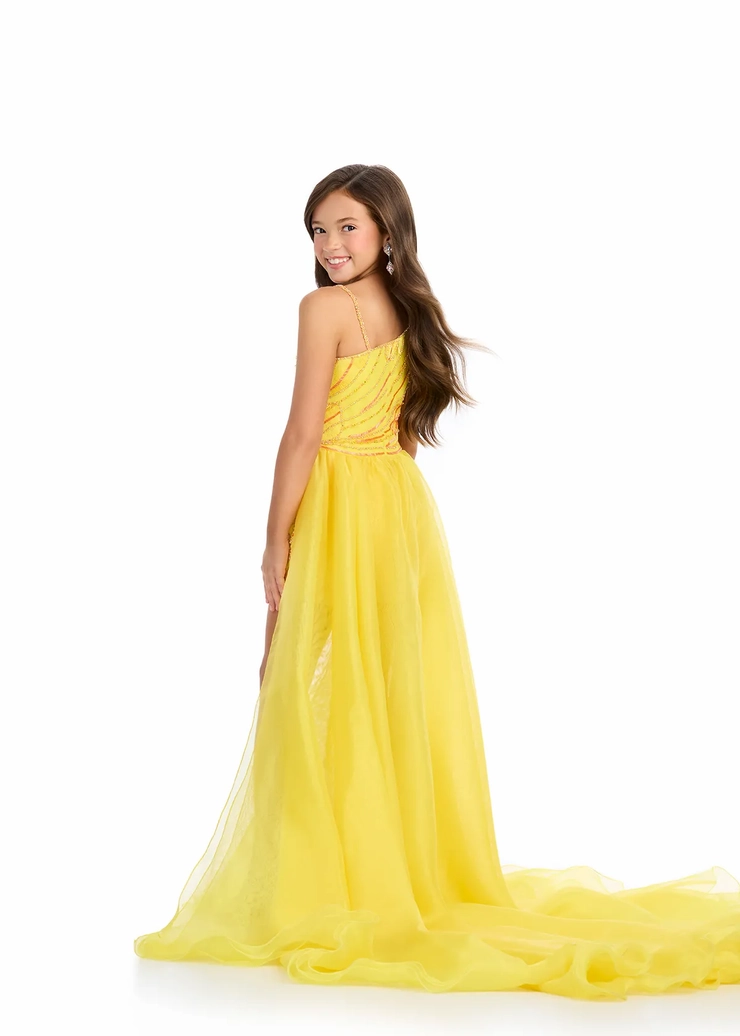Ashley Lauren Style #8289 Kids Fully Beaded Romper with Organza Overkirt #3 backface vertical picture