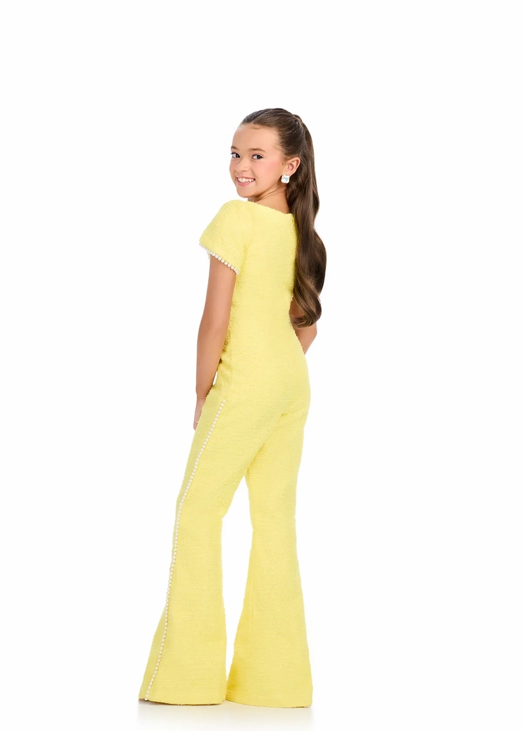 Ashley Lauren Style #8309 Kids Tweed Jumpsuit with Square Neckline #3 backface vertical picture