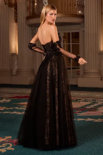 Ladivine by Cinderella Divine CD717   Strapless Embellished A-Line Gown with Detached Sleeves #5 default backface vertical thumbnail