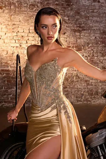 Ladivine by Cinderella Divine CD722   Sparkling Sweetheart High Slit Formal Gown #10 vertical thumbnail