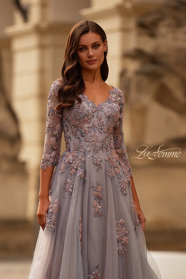 a-line mother of the bride dresses 32605 - La Femme Color:Light Blue