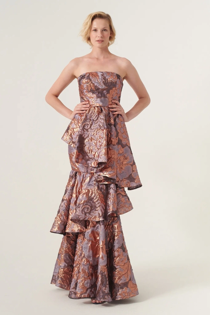 John Paul Ataker - JPA 3725 - Ruffled One-Shoulder Column Dress