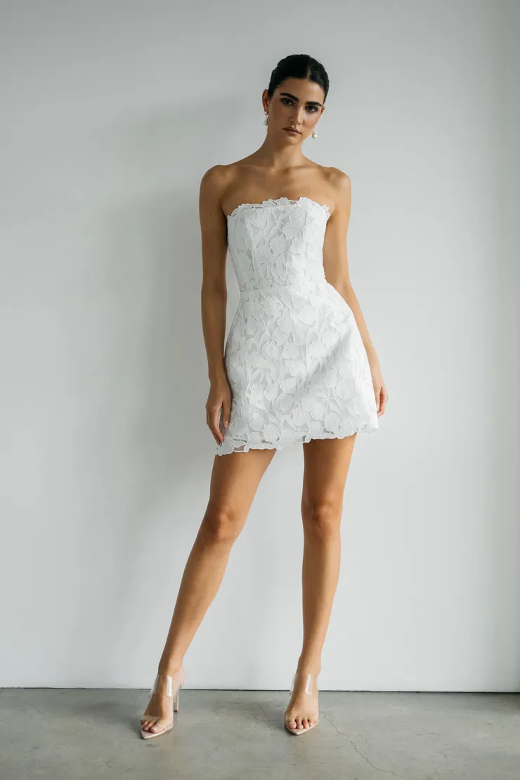 jenny yoo white dress 124214 neck floor length dress in satin jacquard features a delicate floral texture Jenny Yoo Little White Dress