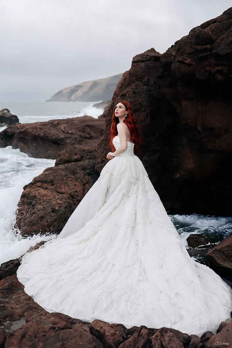 disney ariel wedding dress Princess Ariel Embroidered Wedding Dress Little Mermaid Cosplay Costume With Boning / Combination Lace Tie