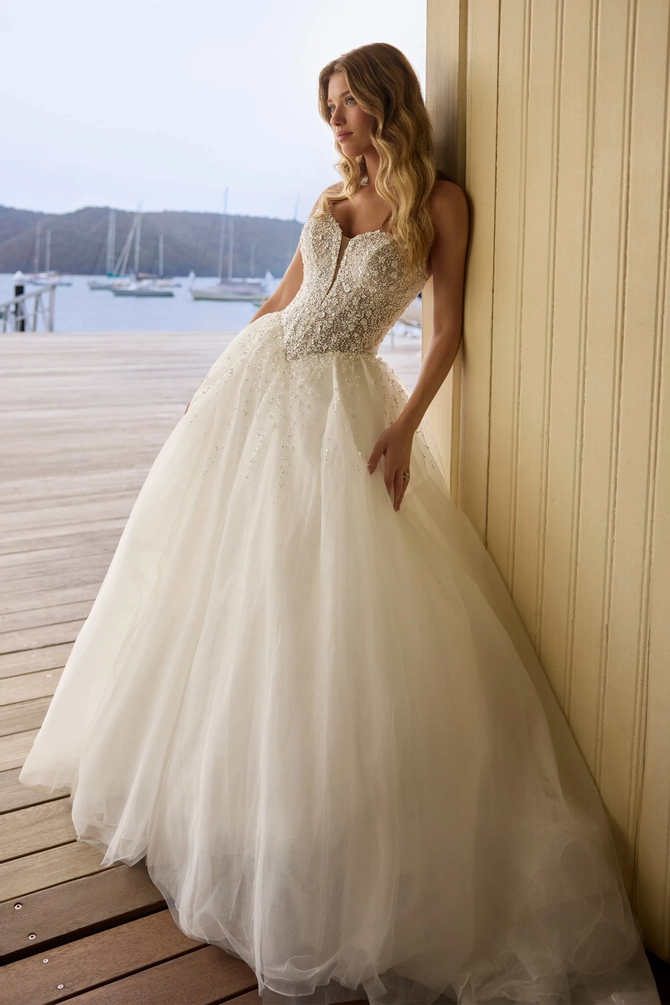 Strapless Ballgown Wedding Dress with Beaded Bodice | Sophia Tolli