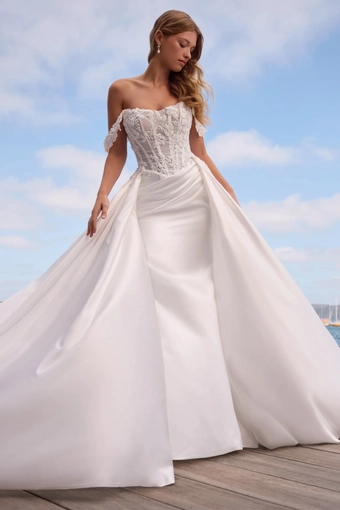 Romantic Fit and Flare Bridal Gown with Overskirt Serenity $0 default frontface vertical thumbnail