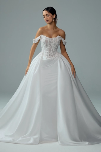 Romantic Fit and Flare Bridal Gown with Overskirt Serenity $4 frontface vertical thumbnail