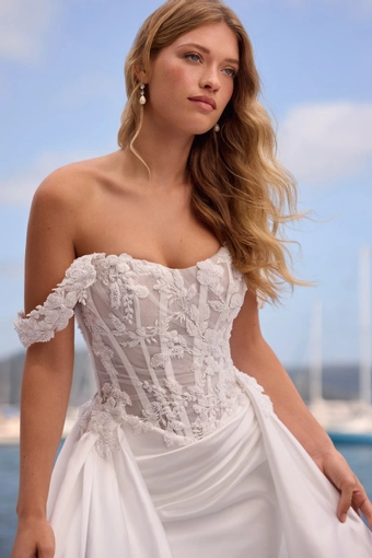 Romantic Fit and Flare Bridal Gown with Overskirt Serenity $3 frontface vertical cropped thumbnail