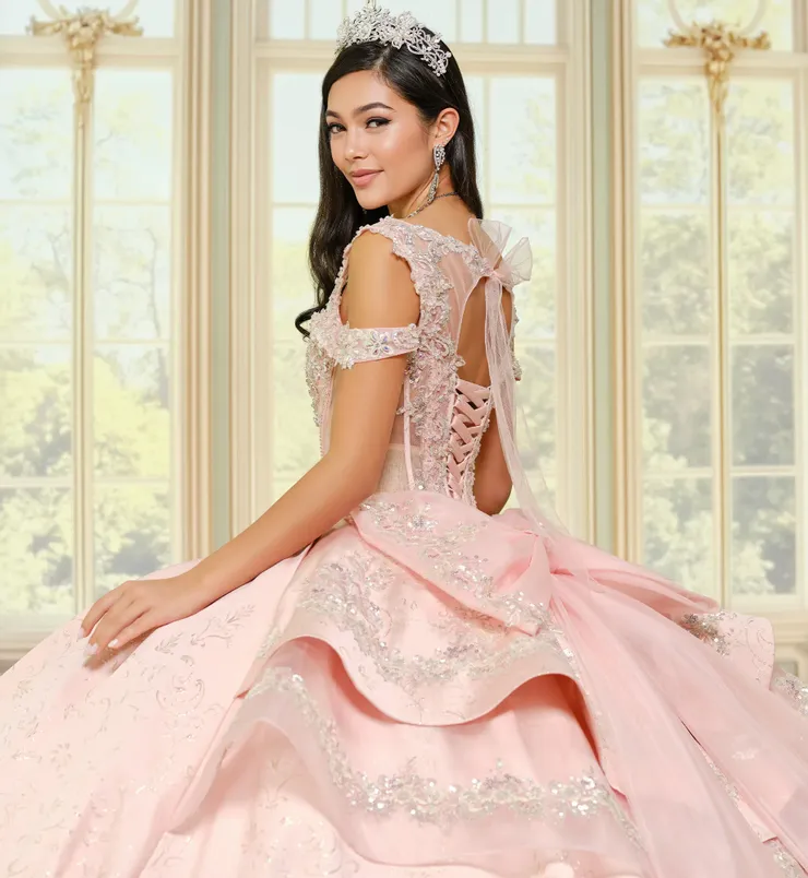 Princesa by Ariana Vara Style #PR30201 #7 Blush/Light Gold backface vertical cropped picture