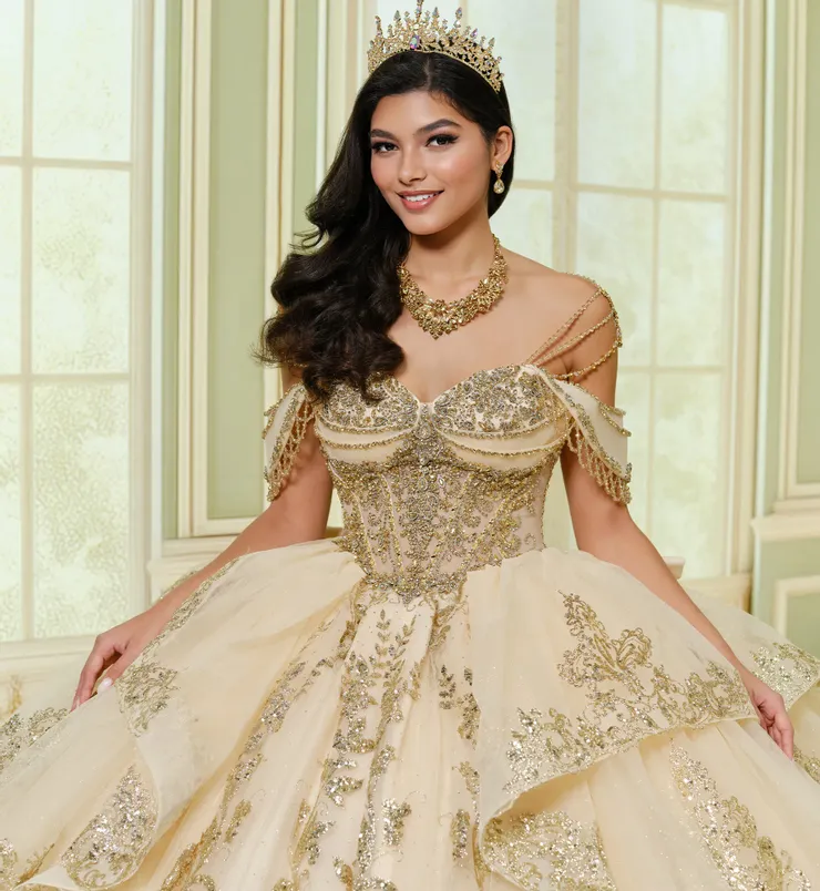 Princesa by Ariana Vara Style #PR30205 #7 Champagne/Gold frontface vertical cropped picture