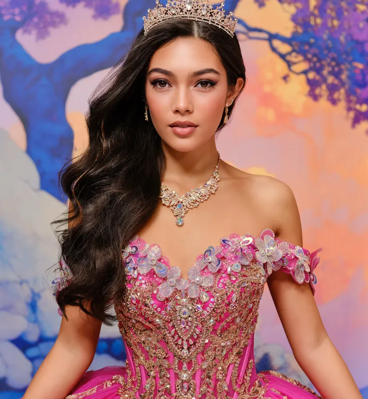 Princesa by Ariana Vara Style #PR30207 #12 Royal Magenta/Gold frontface vertical cropped picture