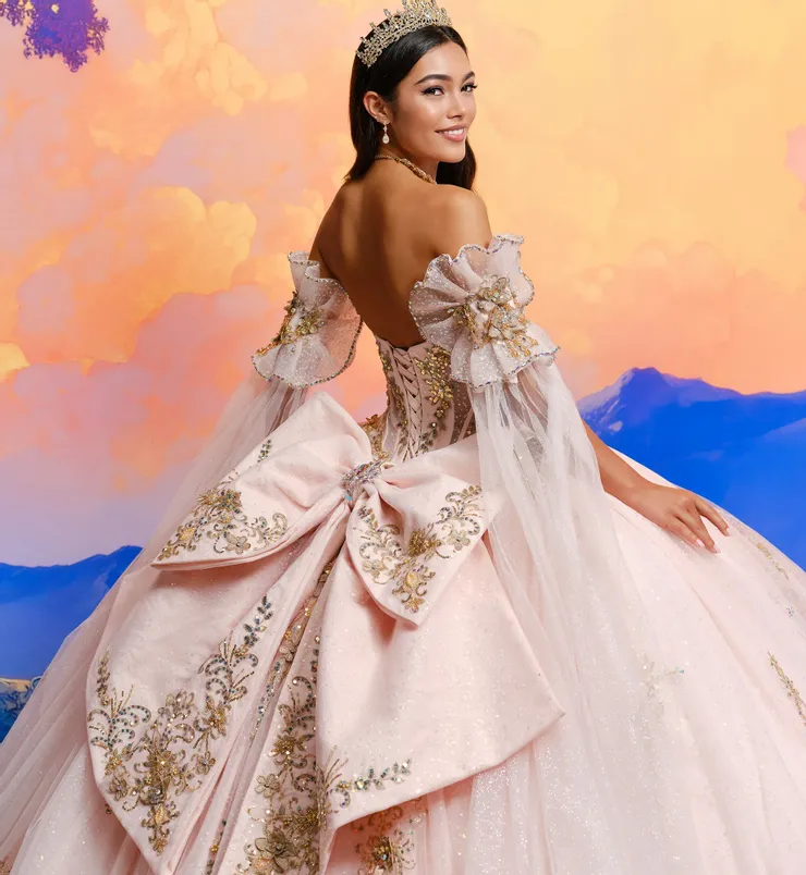 Princesa by Ariana Vara Style #PR30208 #11 Blush/Gold backface vertical cropped picture