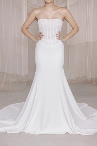 Vagabond Bridal Style #Kai Beaded Corset & Mia Crepe Skirt #1 frontface vertical thumbnail