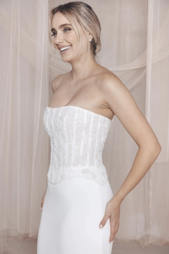 Vagabond Bridal Style #Kai Beaded Corset & Mia Crepe Skirt #4 frontface vertical cropped thumbnail