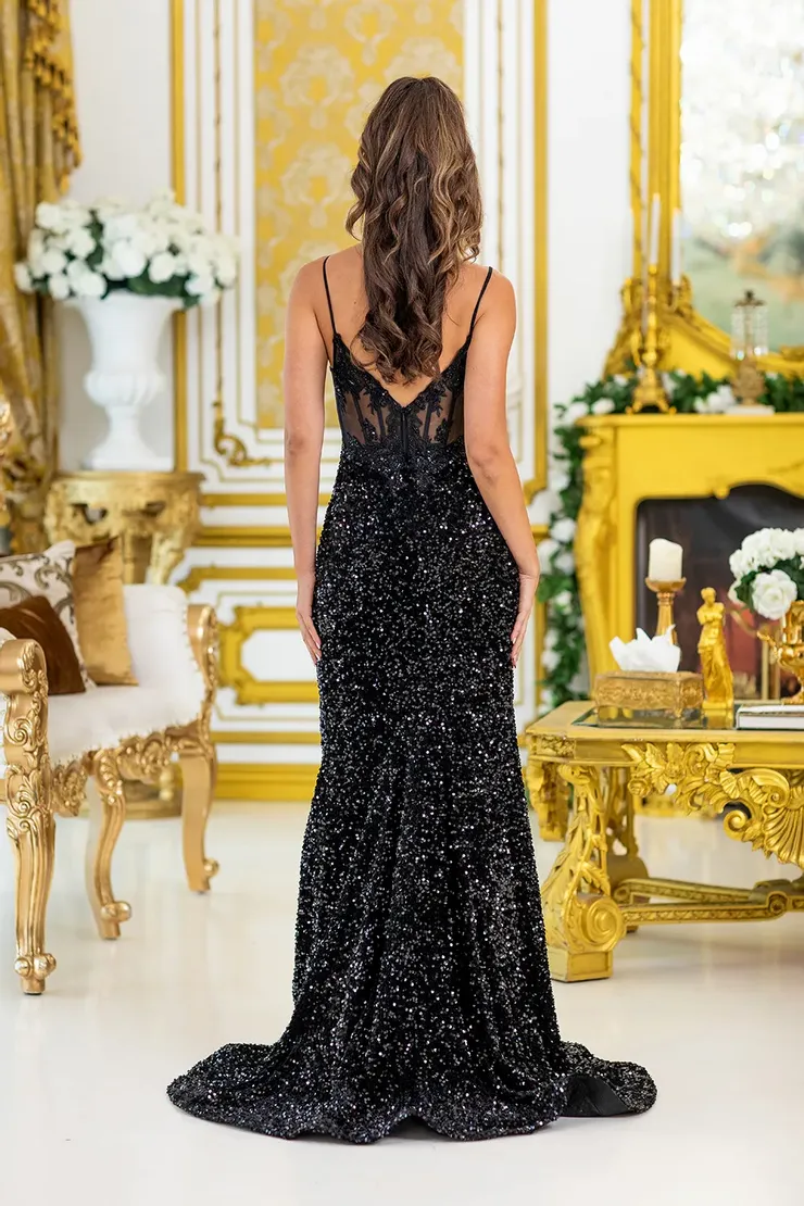 slim fit dress slacks Dancing Queen - 4219 Embellished Fitted Sleeveless Evening Dress S / Gold main image 0