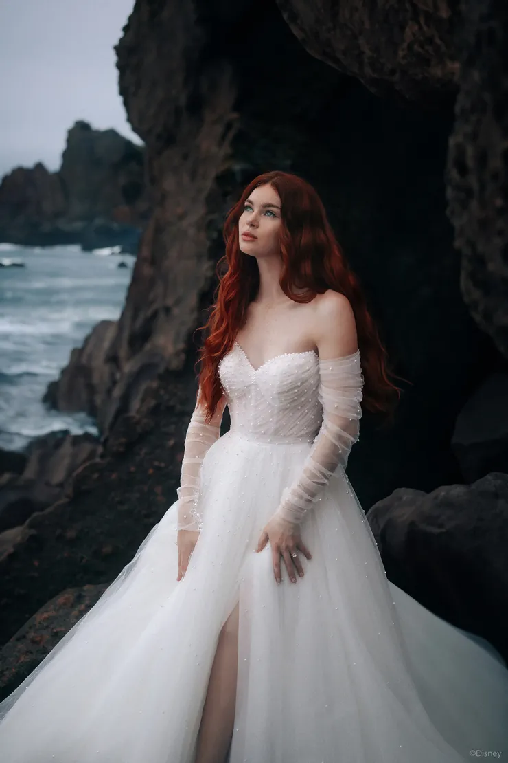 Disney Fairy Tale Weddings Style #D440SL Ariel #2 frontface vertical cropped picture