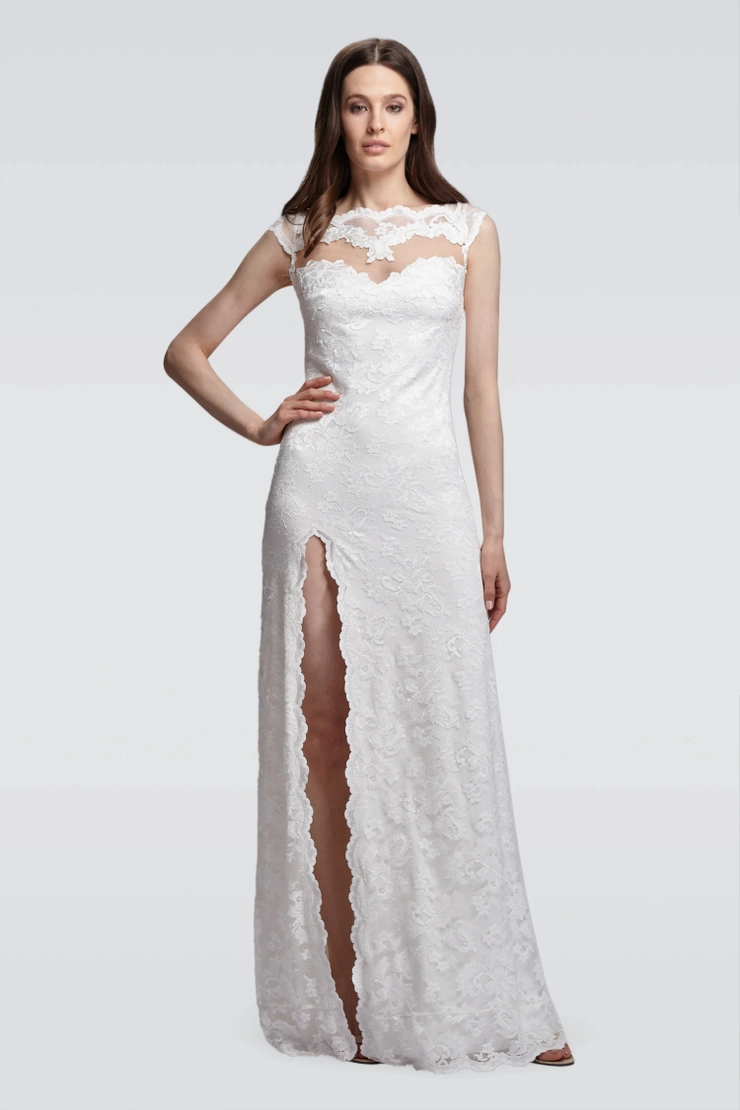 chinese dress ladies Olvis Lace Short Sleeves Off Shoulder Tea Length Dress W/Tulle At Bott main image 1