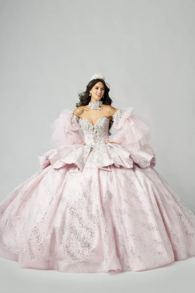 AmaBella Quinceanera Style #Q1051 #17 Silver/Pink frontface vertical picture