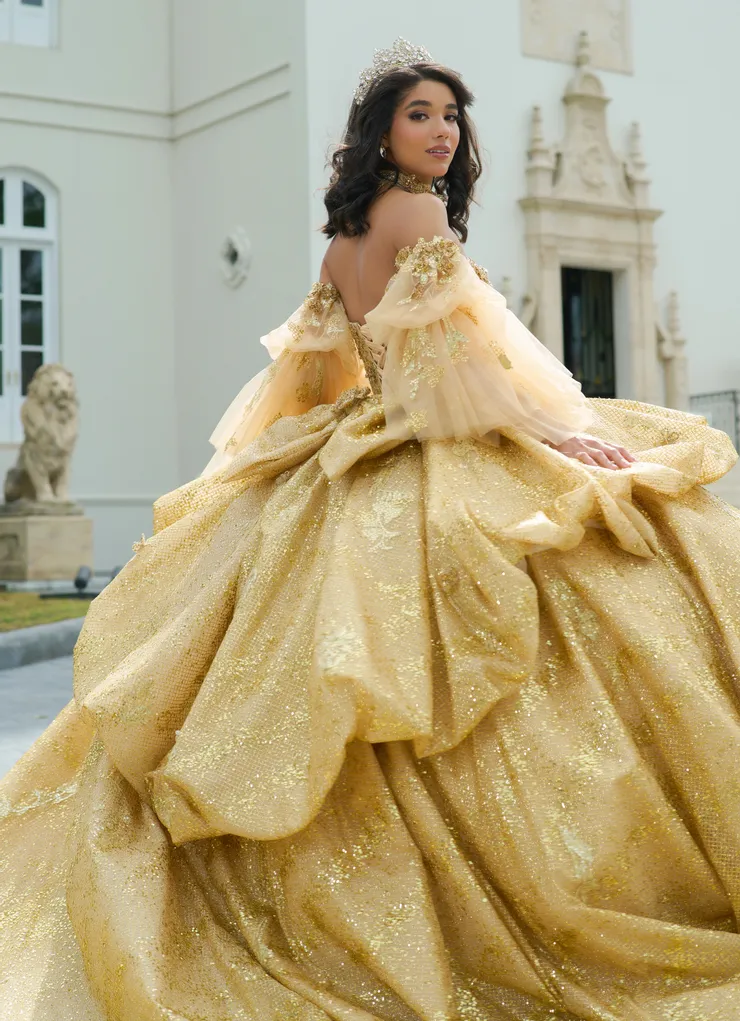 AmaBella Quinceanera Style #Q1051 #1 Gold backface vertical cropped picture