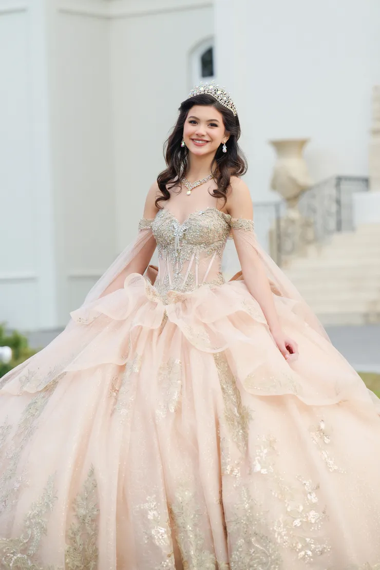 AmaBella Quinceanera Style #Q1055 #0 default Champagne frontface vertical cropped picture