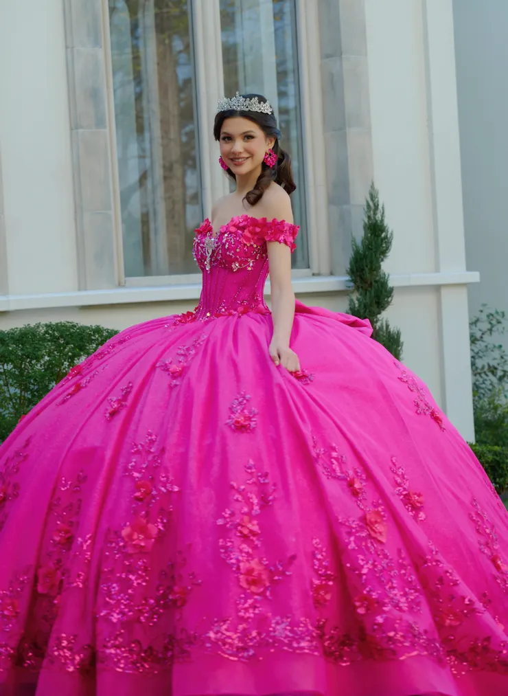 AmaBella Quinceanera Style #Q1063 #1 Fuchsia frontface vertical cropped picture