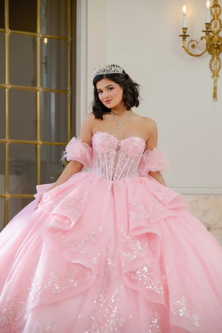 AmaBella Quinceanera Style #Q1064 #17 Light Pink frontface vertical cropped picture