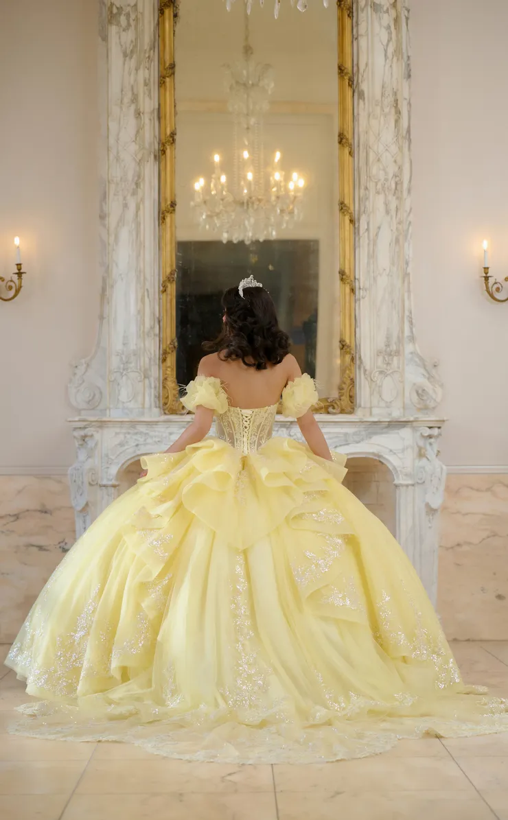 AmaBella Quinceanera Style #Q1064 #1 Light Yellow backface vertical picture
