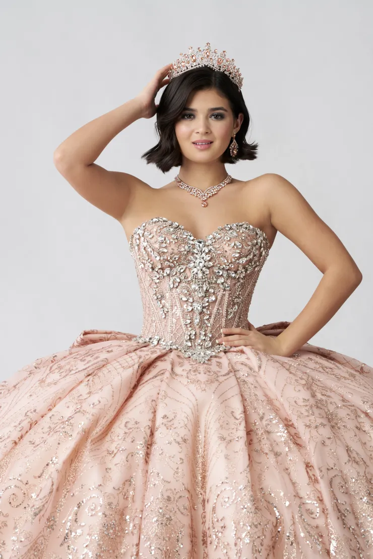 AmaBella Quinceanera Style #Q1066 #17 Rose Gold frontface vertical cropped picture