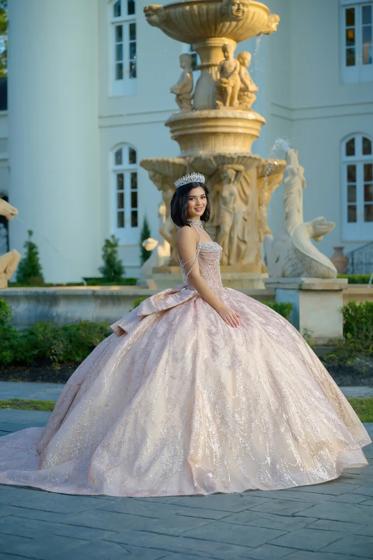 AmaBella Quinceanera Style #Q1067 #1 Rose Gold frontface vertical picture